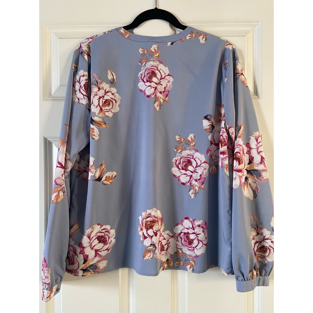 Long Sleeve Blouse with Flowers - Picture 2 of 2